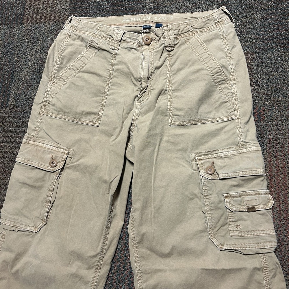 American Eagle Baggy Jogger Cargo Military Paratrooper Pants Womens 10 Khaki